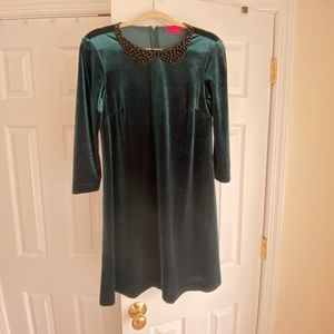 Green velvet dress
